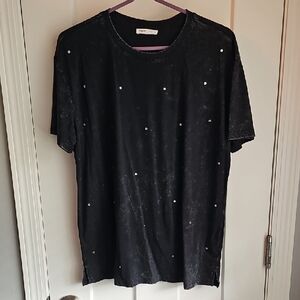 Edgely Womens Sz Small Black Mineral Washed Rihneatone Tshirt. Great Condition!